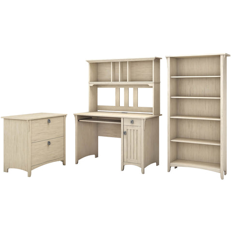 Mission Desk with Hutch, Lateral File Cabinet and 5 Shelf Bookcase