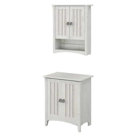 Laundry Hamper with Lid and Wall Cabinet with Doors