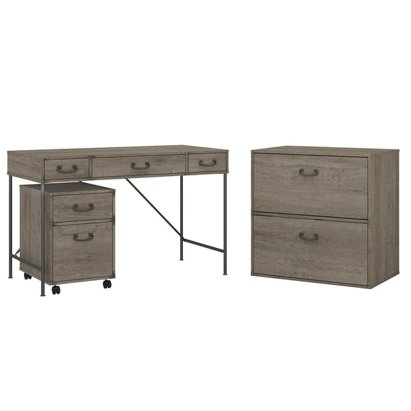 48W Writing Desk with File Cabinets