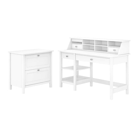 54W Computer Desk with Shelves, Desktop Organizer and File Cabinet