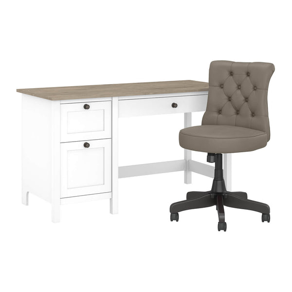 54W Computer Desk with Drawers and Mid Back Tufted Office Chair