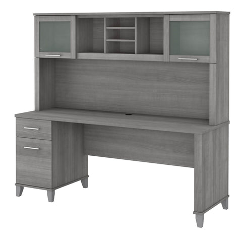 72W Office Desk with Drawers and Hutch