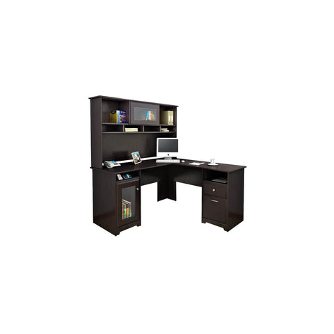 60W L Shaped Computer Desk with Hutch