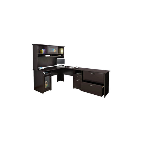 60W L Shaped Computer Desk with Hutch and Lateral File Cabinet