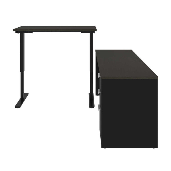 72W L-Shaped Standing Desk with Pedestal