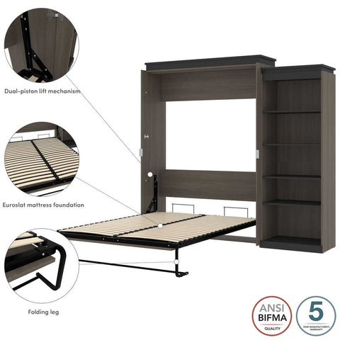 Queen Murphy Bed with Shelves (97W)