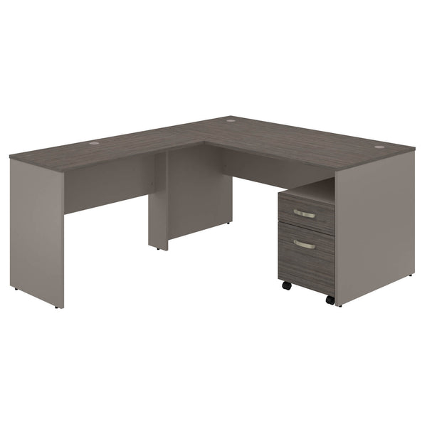 60W L Shaped Desk with Mobile File Cabinet