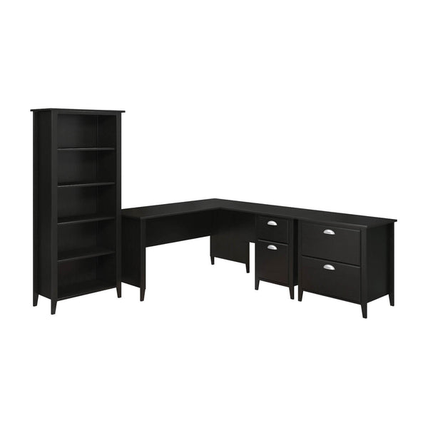 60W L Shaped Desk, Bookcase and Lateral File Cabinet