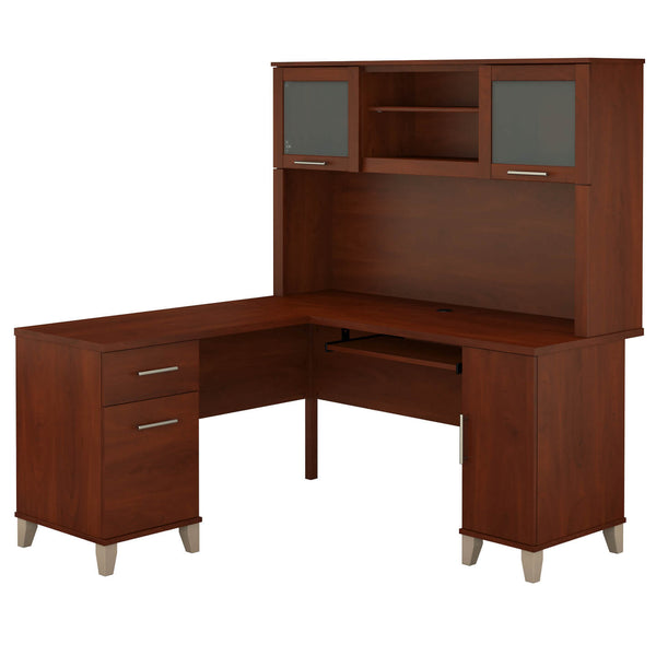 60W L Shaped Desk with Hutch