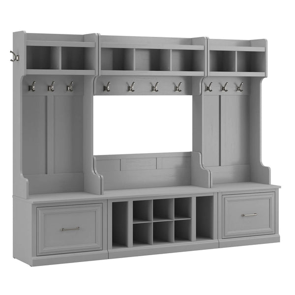 Full Entryway Storage Set with Coat Rack and Shoe Bench with Drawers