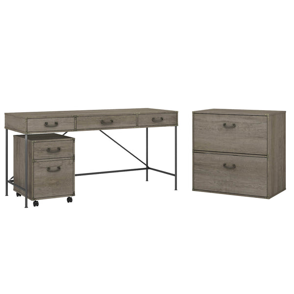 60W Writing Desk with File Cabinets