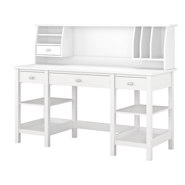 60W Desk with Storage Shelves and Small Hutch Organizer