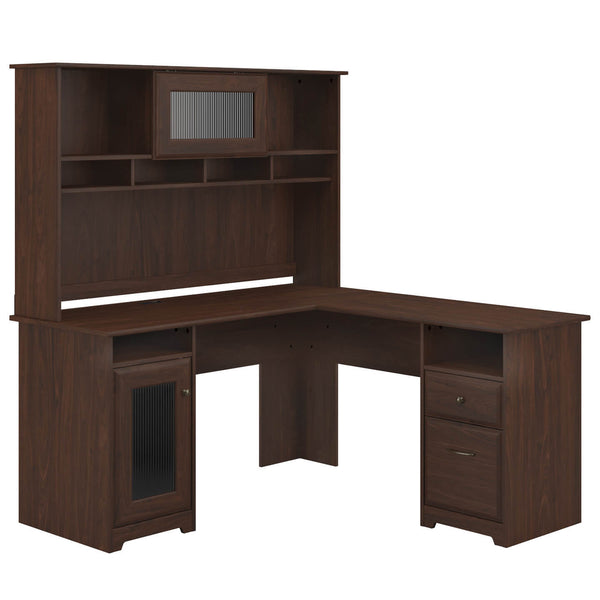 60W L Shaped Computer Desk with Hutch