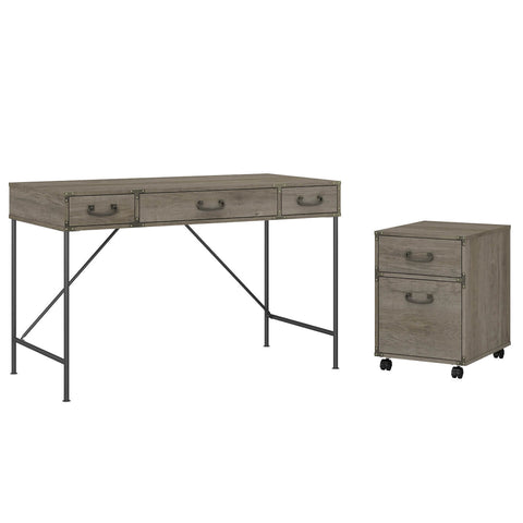 48W Writing Desk with 2 Drawer Mobile File Cabinet