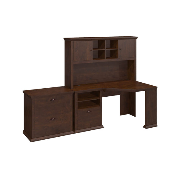 60W Corner Desk with Hutch and Lateral File Cabinet