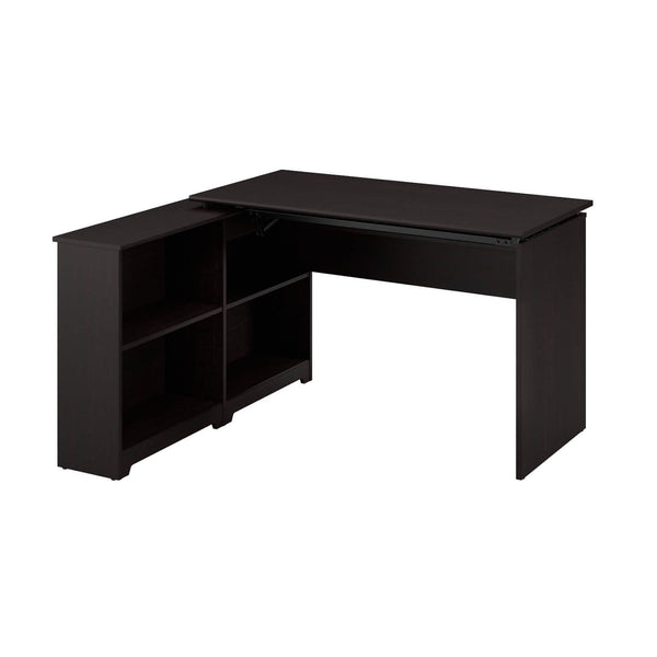 52W 3 Position Sit to Stand Corner Bookshelf Desk