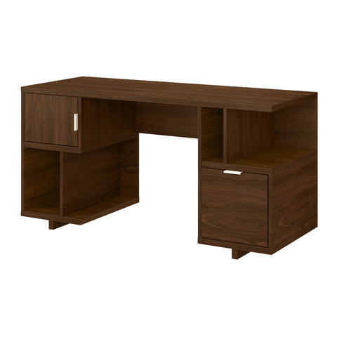 60W Computer Desk with Drawer, Storage Shelves and Door