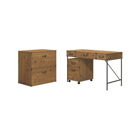 48W Writing Desk with File Cabinets