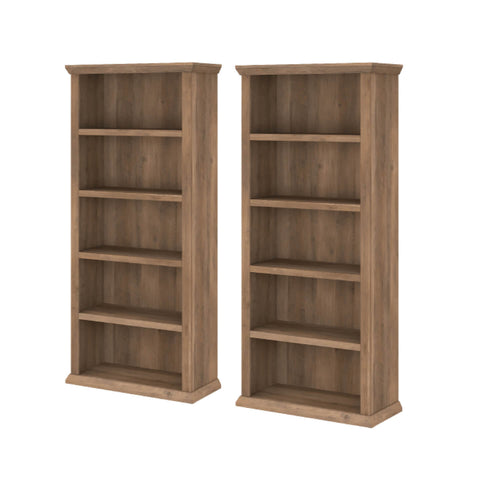 Tall 5 Shelf Bookcase Set of 2