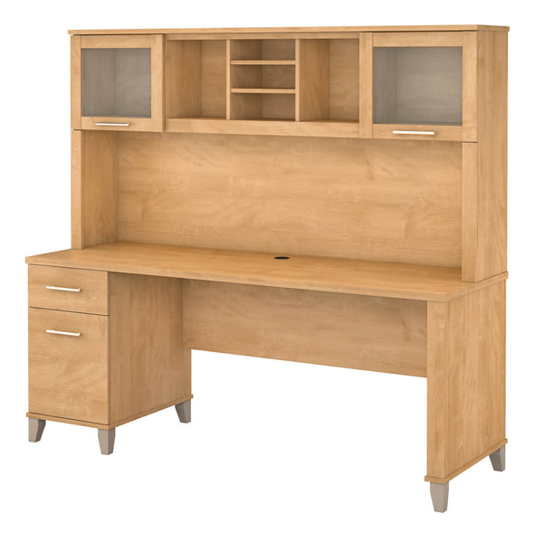 72W Office Desk with Drawers and Hutch