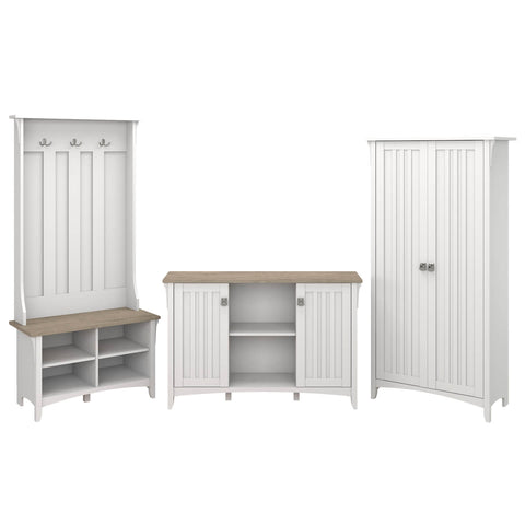 Entryway Storage Set with Hall Tree, Shoe Bench and Accent Cabinets