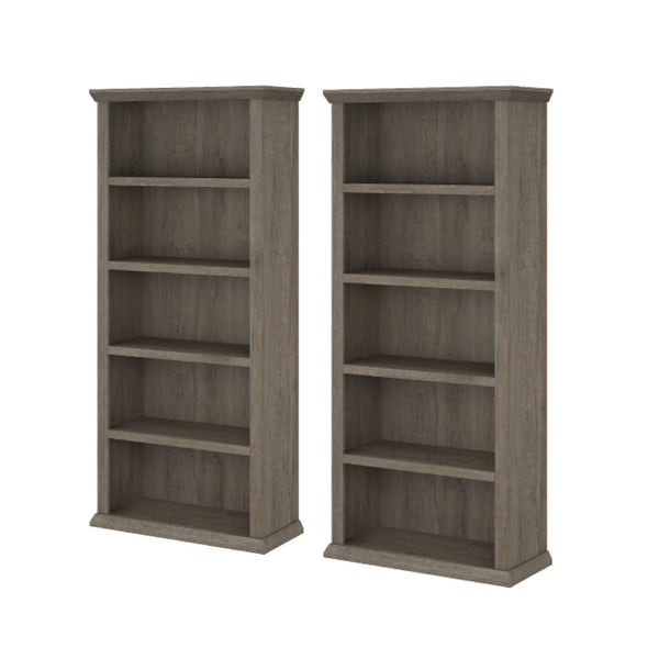 Tall 5 Shelf Bookcase Set of 2