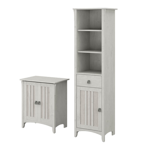 Tall Linen Cabinet and Laundry Hamper with Lid