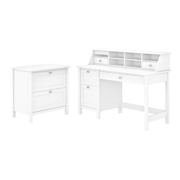 54W Computer Desk with Drawers, Desktop Organizer and File Cabinet