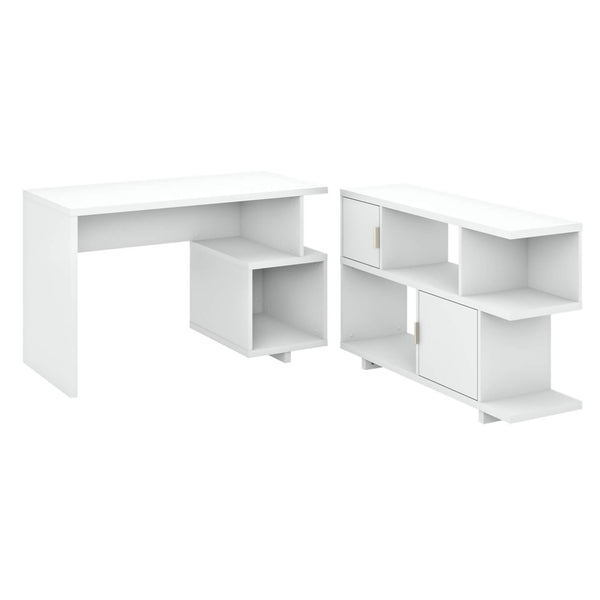 48W Writing Desk with Low Bookcase