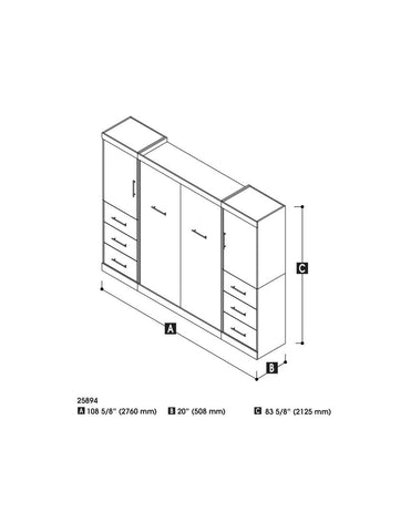 Full Murphy Bed with 2 Wardrobes (109W)