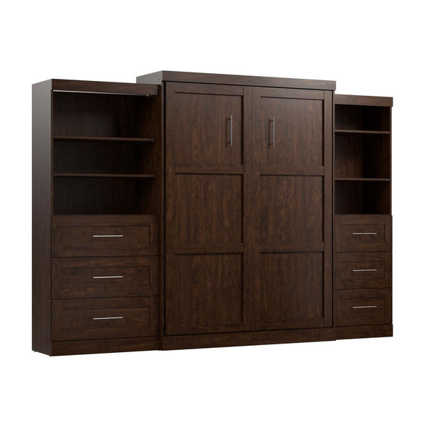 Queen Murphy Bed and 2 Shelving Units with Drawers (126W)