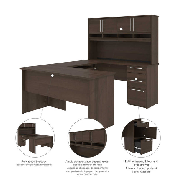 U or L-Shaped Desk with Hutch