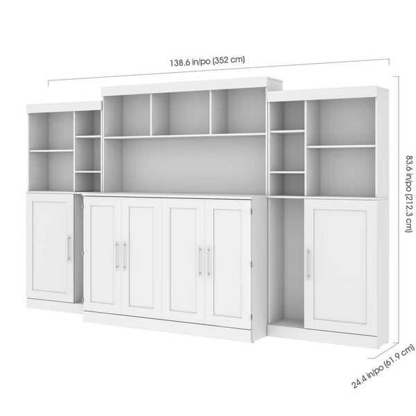 Queen Cabinet Bed with Mattress, two 36″ Storage Units, and 3 Hutches