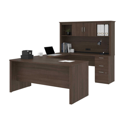 66W U or L-Shaped Executive Office Desk with Pedestal and Hutch