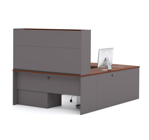 72W U-Shaped Executive Desk with Lateral File Cabinet and Hutch