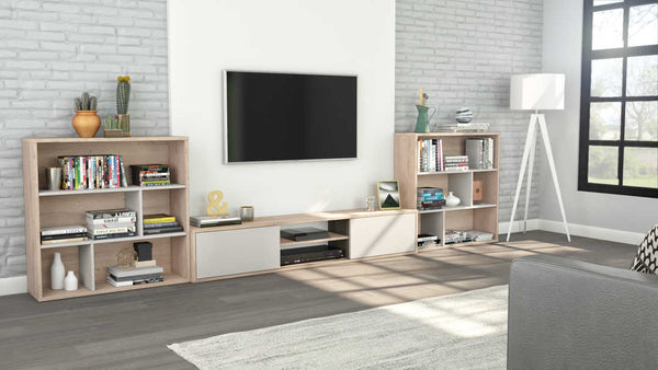 TV Stand with 2 Asymmetrical Shelving Units