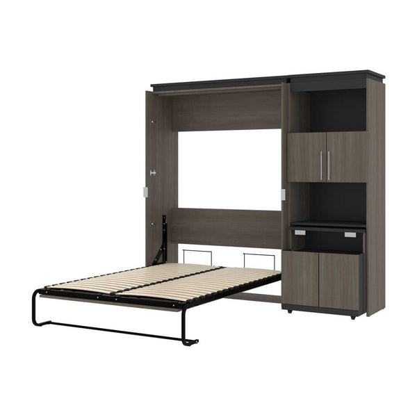 Full Murphy Bed with Storage Cabinet and Fold-Out Desk (91W)