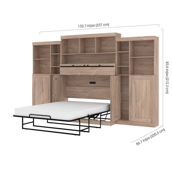 Full Cabinet Bed with Mattress, two 36″ Storage Units, and 3 Hutches