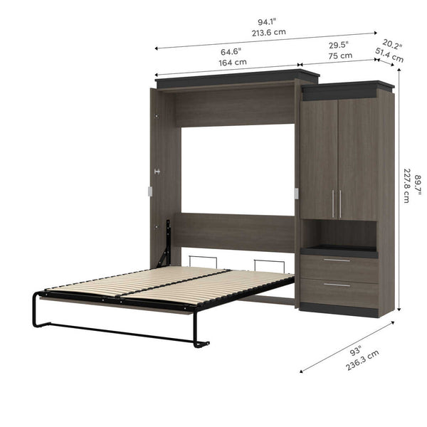 Queen Murphy Bed with Storage Cabinet and Pull-Out Shelf (97W)