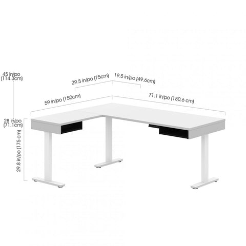 81W L-Shaped Standing Desk with Dual Monitor Arm, Credenza, and Hutch