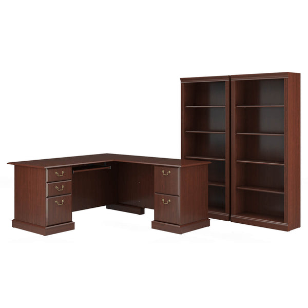 L Shaped Computer Desk and Bookcase Set