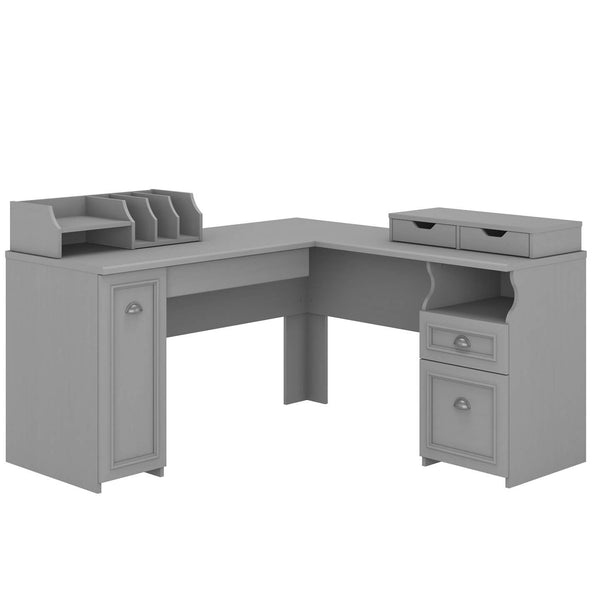 60W L Shaped Desk with Storage and Desktop Organizers