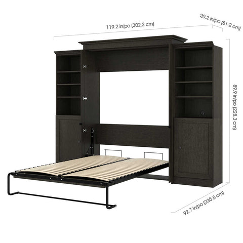 Queen Murphy Bed and 2 Shelving Units with Doors (115W)