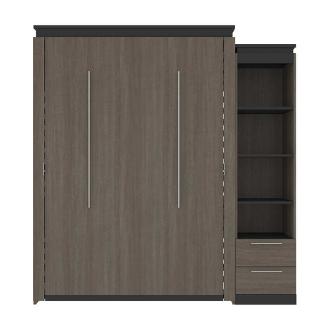 Queen Murphy Bed with Shelves and Drawers (87W)