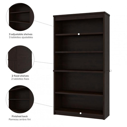 65W L-Shaped Desk with Hutch, Lateral File Cabinet, and Bookcase