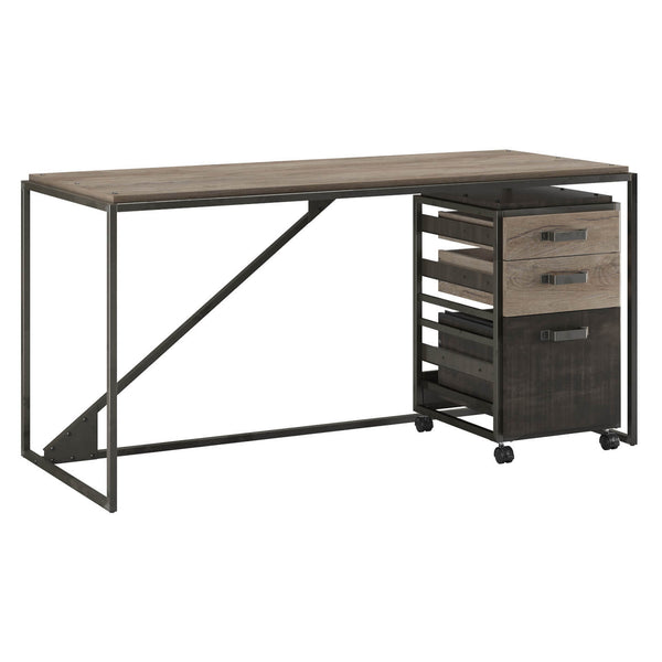 62W Industrial Desk with 3 Drawer Mobile File Cabinet