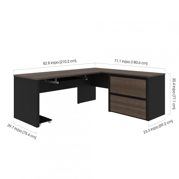 72W L-Shaped Desk with Lateral File Cabinet