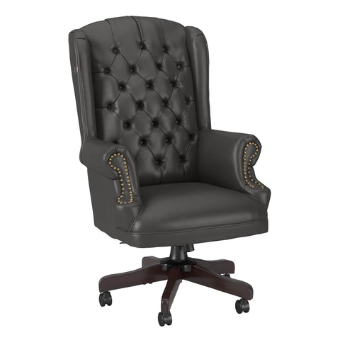 Wingback Leather Executive Office Chair with Nailhead Trim