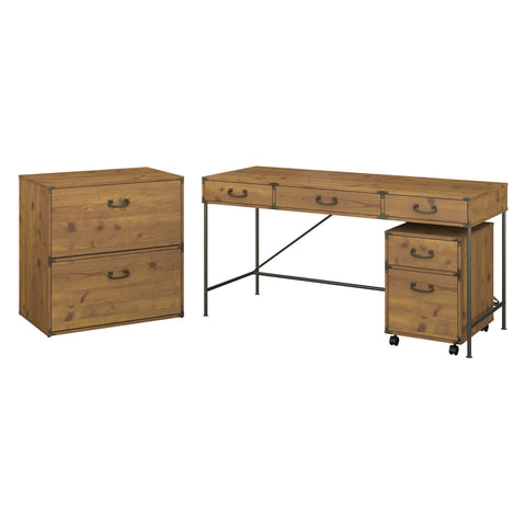 60W Writing Desk with File Cabinets