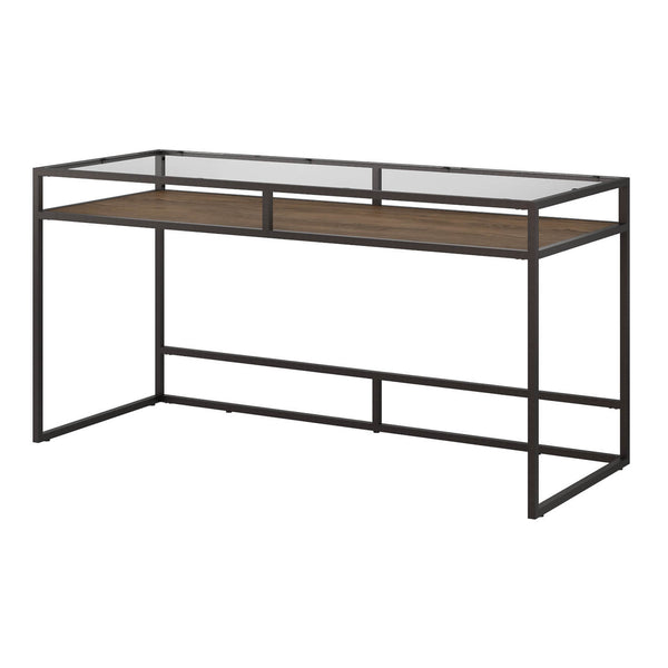 60W Glass Top Writing Desk with Shelf